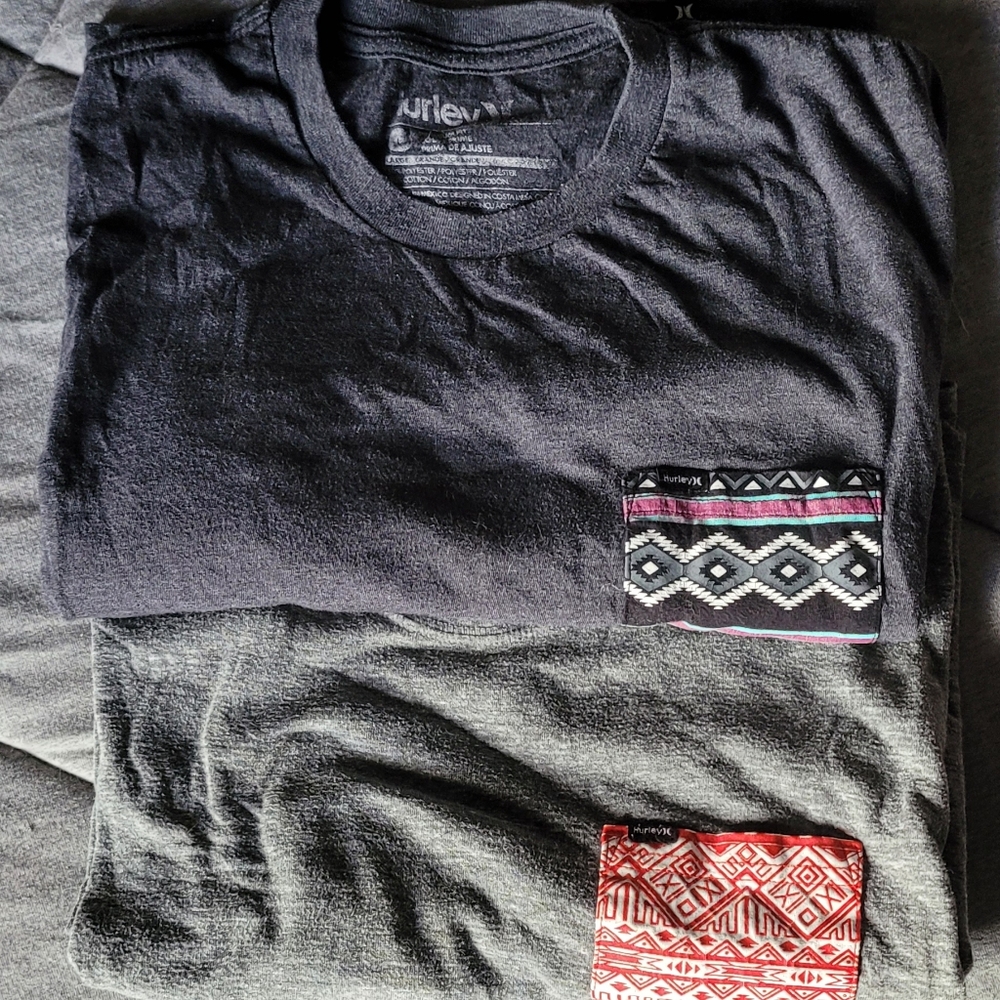 2 Hurley pocket tee shirts